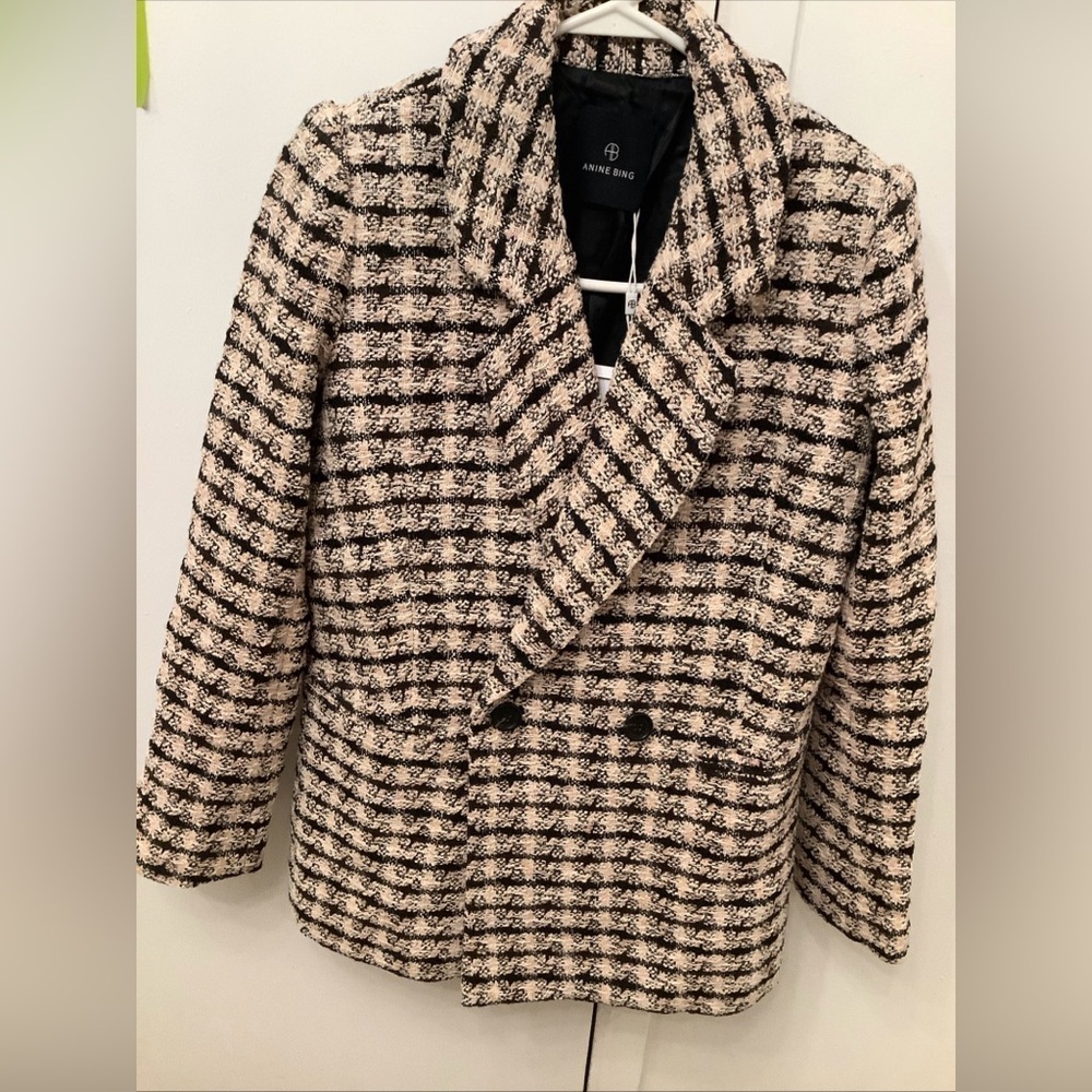 ANINE BING Multi Color Metallic Diana Tweed Blazer XXS Double Breasted​​​​​​ - Picture 8 of 16